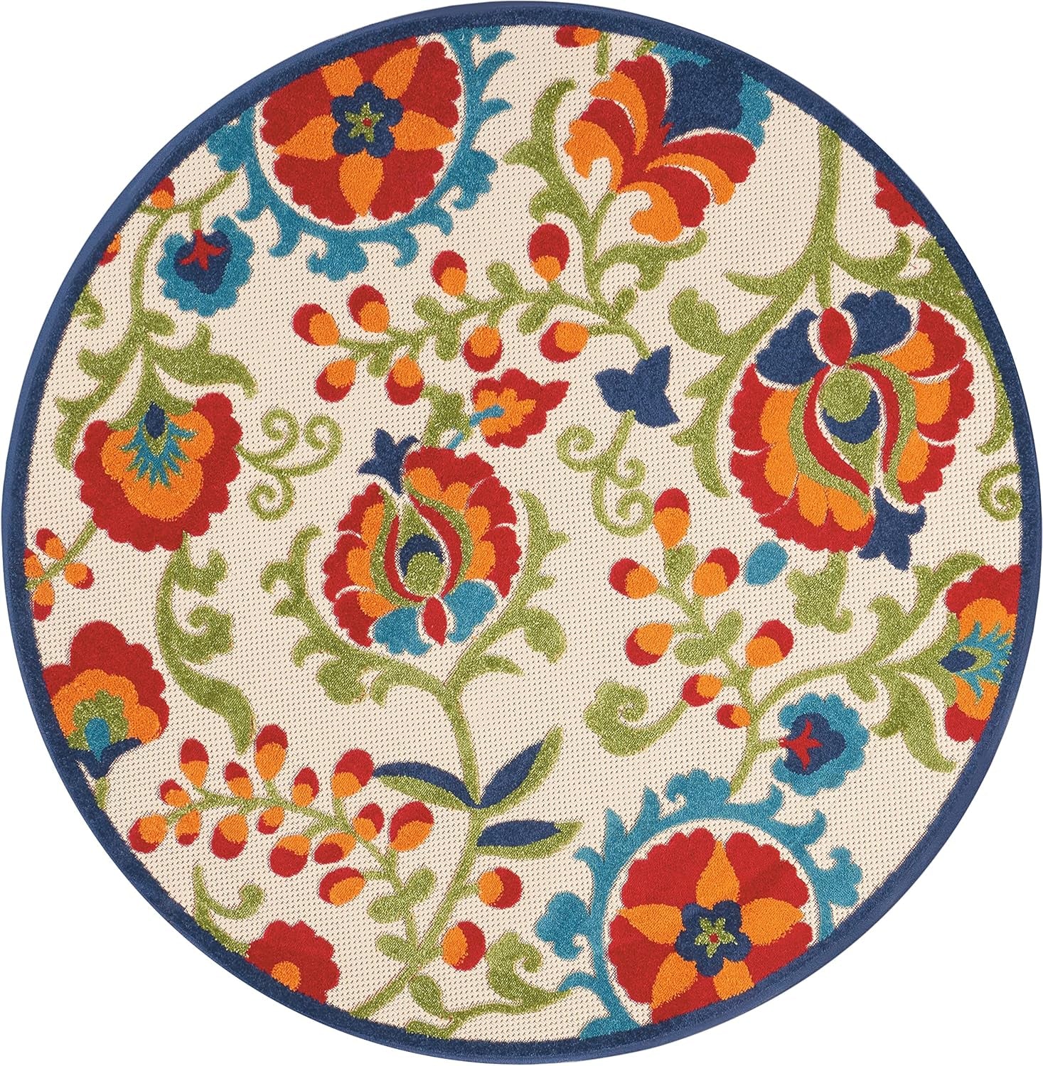 Vibrant Flower Nourison Home Aloha Multicolor 4' X round Area Rug