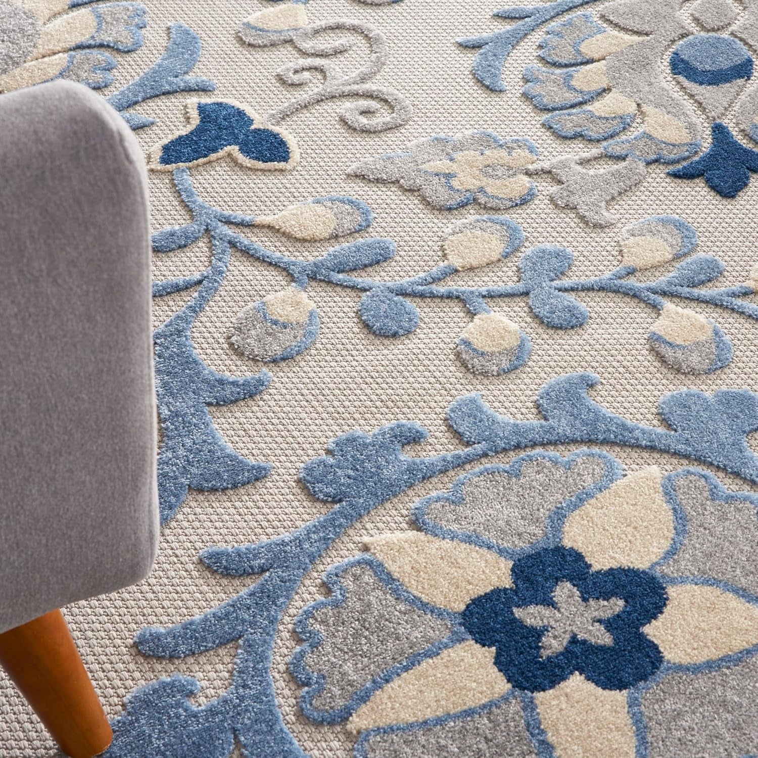 Modern Abstract Nourison Home Aloha Blue Grey 9' X 12' Area Rug 