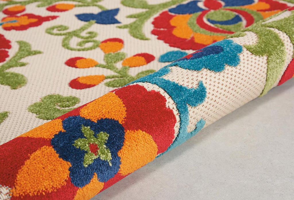 Vibrant Flower Nourison Home Aloha Multicolor 4' X round Area Rug