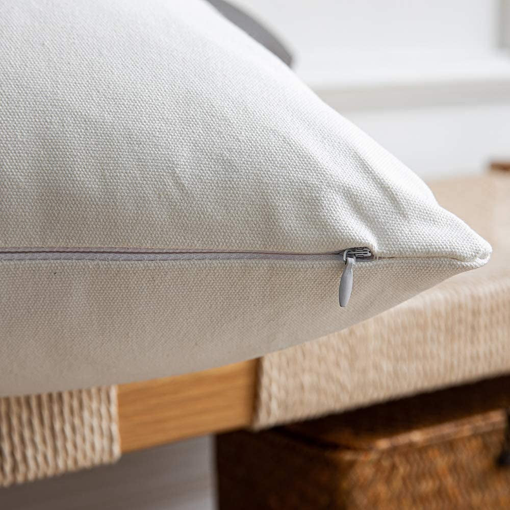 Farmhouse Leather Inspired Throw Pillow Covers, Modern Leather/Cotton Decorative Pillowcases for Home Decor 